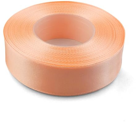 Netuno 1x Satinband Pfirsich 25 mm x 32 m Schleifenband Geschenkband Dekoband elegant Stoffband bunt Satinrolle farbig Bänder zum Basteln für Hochzeit Taufe Geburtstag Weihnachten Ostern Geschenk