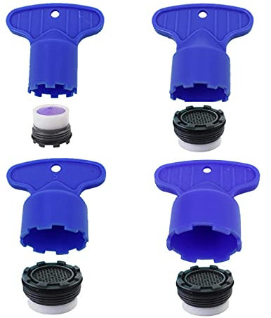 4 Sizes Faucet Aerator Key with Key Removal Wrench Tool for M16.5, 18.5, 21.5, 24 Recessed Sink Wrenches Aerator Key for Cache