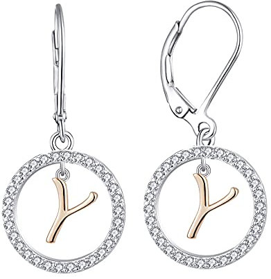 Starnny Buchstaben Ohrringe Silber 925 Damen Initiale Alphabet Y 3A Cubic Zirkonia Ohrringe Rosegold Geschenke für Damen