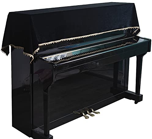 Mooson Aufrechte Klavierabdeckung, Universal Klavier-Staubschutz, Elektrisches Klavierabdeckung, leichter Luxus, weicher Touch, glänzend, dick, High-End, einfach und schön (schwarz)