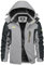 KEFITEVD Skijacke Herren Warm Winterjacke Thermo Übergangsjacke Herbst Winter Regenjacke Atmugnsaktiv Softshelljacke Männer Jacke Hellgrau L