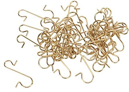 50Pcs S Hooks, Metal S-Shaped Mini Hooks Wire Hook Connectors Chain Hardware for Hanging Small Items(Gold)