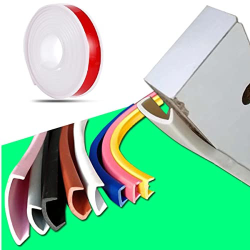 FSHANYUE Couvre Chant en Plastique Flexible Forme de U, - Souple-Couvre Souple TPE à Décoller et Coller-Pour la Armoire Table Chaise Bord (5m×14mm,Blanc)