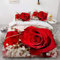 TULTOAP 3D Rot Rose Bedruckte Bettwäsche Sets, Romantische Rose Blume Bettbezug Rose Bettwäsche für Mädchen Erwachsene Schlafzimmer Dekoration (Rose 1,135 x 200 cm)