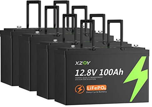 XZNY® 4 Pack 12.8V 100Ah LiFePO4 Akku Lithiumbatterie Pro, 12V 100Ah Tiefzyklen LiFePO4 Batterie für Backup-Strom für Zuhause, Wohnmobil, Solaranlage, Haushaltsgeräte, Netzunabhängige, Boot