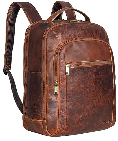 STILORD 'Floyd' Zaino Business Pelle Grande 16,2 Pollici Porta Pc 14,2 Pollici Scomparto Tablet Borsa Fotografica Zaino Pelle Vintage, Colore:prestige - marrone