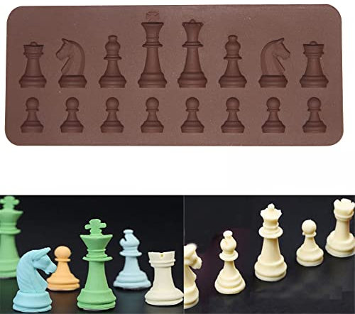 Molde De Silicona para Piezas De Ajedrez, Molde De Fondant con Forma De Ajedrez para Chocolate Y Caramelo, Herramienta para Decoración De Pasteles Cupcakes Molde De Resina Epoxy De Arcilla De Papel