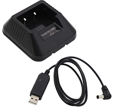 Desktop Ladegerät Ersatz für Baofeng BF-F8HP UV-5R TYT TH-F8 Funkgerät | Kompatibel mit UV-5RA 5RB 5RC 5RD 5RE 5RG, DM-5R, Li-ion Akku Ladestation, 8,4V, USB-Ladekabel
