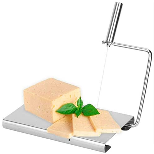 Acan Tradineur - Cortador de queso manual, guillotina de acero inoxidable, incluye 5 hilos de repuesto, corte ajustable, cortar mantequilla, frutas, verduras, diseñado en España, 23 x 24 x 2,2 cm