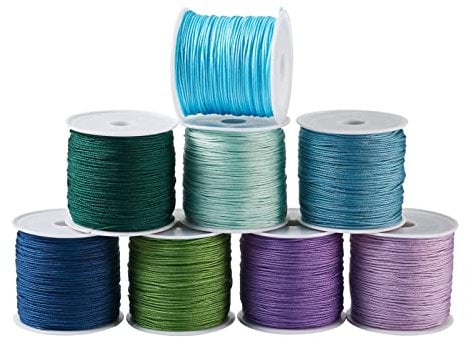 Pandahall - 8 rotoli di filo di nylon per nodi cinesi, macramè, 0,8 mm, per braccialetti con perline e creazione di gioielli, 45 m/rotolo