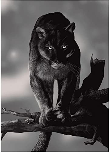 HTWLMM Leinwandbilder Schwarz-Weiß Panther Tier Poster Wandkunst Gemälde Kunstdruck Für Schlafzimmer Wohnzimmer Wohnung Dekor Kein Rahmen (80X120CM)