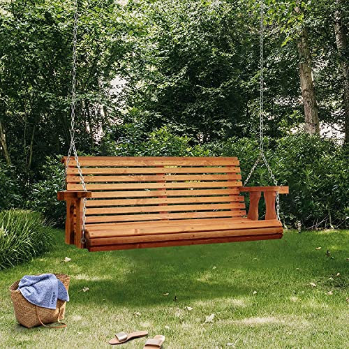 362,9 kg robuste Veranda-Schaukel – behandelte Terrassenschaukel mit Becherhaltern und hängenden Ketten – perfekt zum Entspannen im Freien