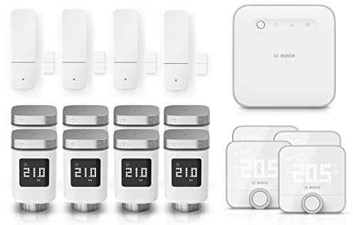 Bosch Smart Home Heizen-Set, 8x Heizkörperthermostat II, 4x Raumthermostat II, 4x Tür-/Fensterkontakt II, 1x Controller II