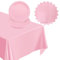 37Pcs Baby Pink Party Tableware Set,Easter Paper Dinnerset,Pink Baby Shower Napkins,Paper Plates and Plastic Tablecloth for Birthday,Baby Shower,Kids Easter Party Table Decorations