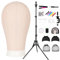 GHWMYD Perückenkopf 22 Inch(58cm), Dekokopf mit Perückenständer 160cm, Leinwand Perücke machen Mannequin Kopf mit übungskopf ständer,Tischklammer,T-Stifte und Haarbürste, Beige