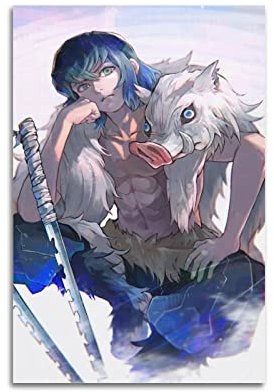 Demon Slayer Anime Role Hashibira Inosuke Fan Art Poster Dekorative Malerei Leinwand Wandkunst Wohnzimmer Poster Schlafzimmer Malerei 12x18inch(30x45cm)