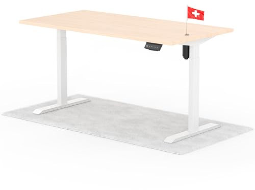 Standable ECO Höhenverstellbarer Schreibtisch 160 x 80 cm I elektrischer Office Table mit 3 Speicherstufen I Schreibtisch höheneinstellbar 70-115 cm I Büro-Tisch mit 1,8 cm Dicke