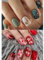Ceboic 2 Packs (48 Pcs) French False Nails - Short Square Press On Full Cover Acrylic With Leopard Print Design, 12 Sizes Christmas Reusable Glue On Glossy Fake for Women Girls