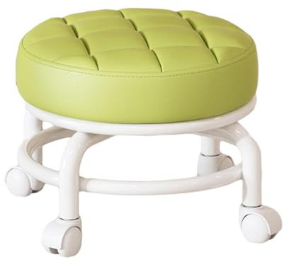 JISADER Niedriger Rollsitzhocker, fauler Hausarbeitshocker, beweglicher Minihocker, Kleiner Universal-Drehhocker mit Rollen, Riemenscheibenrädern, Hocker für, Grün