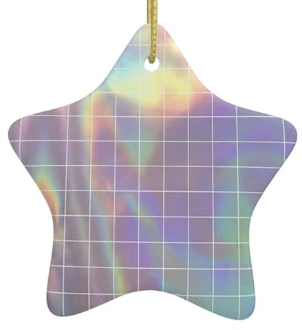 Albero di Natale quadrato riflettente in ceramica da appendere, affascinante ornamento a forma di stella per un tocco festivo