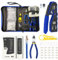 VCELINLK RJ45 Crimp Tool Kit, Ethernet Crimping Tool Set with 25PCS Cat6 RJ45 Pass Through Connectors & Protection Boots, Network Cable Tester, Wire Stripper and Wire Cutter in a Cloth Bag