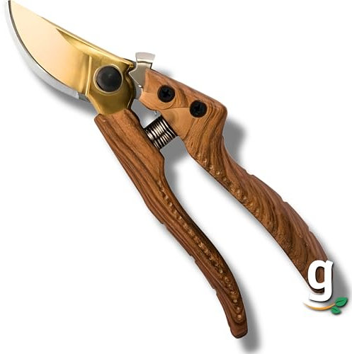 Gardazon Gartenschere mit japanishes Bypass Stahlklinge (⌀ 25mm) Holz Nachahmung – Astschere ideal für Blumen und Sträucher, Rosenschere mit Anti-Rutsch-Griff, geölte Schneide, passt für kleine Hände