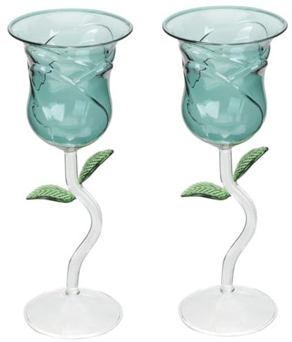 OUNONA 2 Pièces Verre à Vin Rosé Gobelet En Verre Saint Valentin Gobelet Fleur De Rose Fournitures De Fête De Mariage Verres à Fleurs Verres Clairs Un Verre Ancien Cocktail