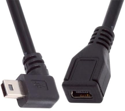 xiwai Câble d'extension USB 5 broches mâle vers femelle de type B à angle droit de 90 degrés pour caméra GPS 30 cm