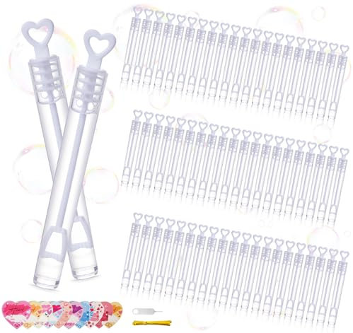 ilauke Seifenblasen Hochzeit Set mit Herzgriff, 60 Stück Wedding Bubbles, Seifenblasen Herzform Mini Bubbles 40er Anhänger und EIN Demontagewerkzeug, für Hochzeit und Geburtstagsfeier