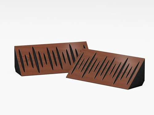 2er-Pack – Schmale akustische Eck-Bassfalle | Diffusion – Reflexion – Schalldämmung | 50 x 23 x 10 cm | Farbe perforierte Platten: [PULSE-mini-Horizont | Nussbaum]