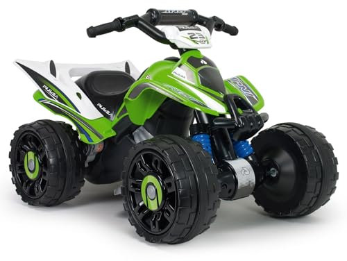 INJUSA - Quad Électrique pour Enfants de 3 à 5 Ans Blaster ATV avec Batterie 12V | Pédale Accélérateur | Marche Arrière | Roues Plastique avec Bandes de Caoutchouc | Frein Électrique | 6 km/h | Vert