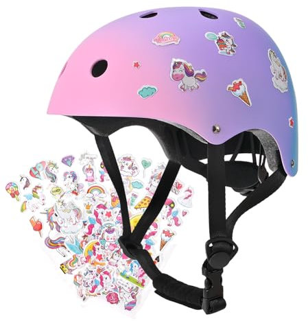 Casco Bici Niño Ajustable, Casco Bicicleta para Niñas de 3-14 años, Cascos Infantiles de Protección para Patines Skate Patinaje Ciclismo Monopatín Scooter Deportes, Talla S