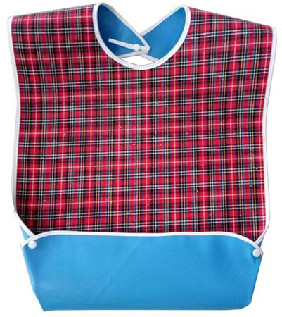 GEDRACKPMYN Babero para Adultos, Protectores de Ropa para Personas Mayores, Baberos de Bolsillo para Comer para Personas Mayores discapacitadas, Delantal Lavable y Reutilizable con recogedor de Migas