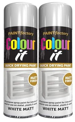 PNJB White Matt Spray Paint, Aerosol Paint, Quick Drying, Ideal For Metal, Plastic, Wood, Interior & Exterior Use, Versatile,Excellent Coverage,250ml, (2PCS)