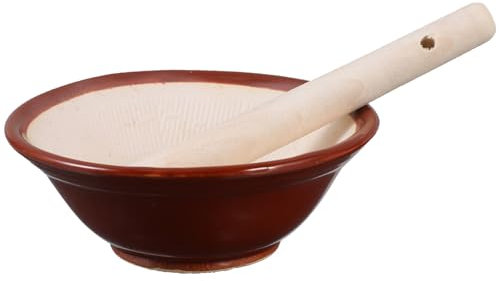 Amosfun Cuenco De Cerámica Para Moler Ajo Especias Estilo Vintage Alto Rendimiento Para La Cocina