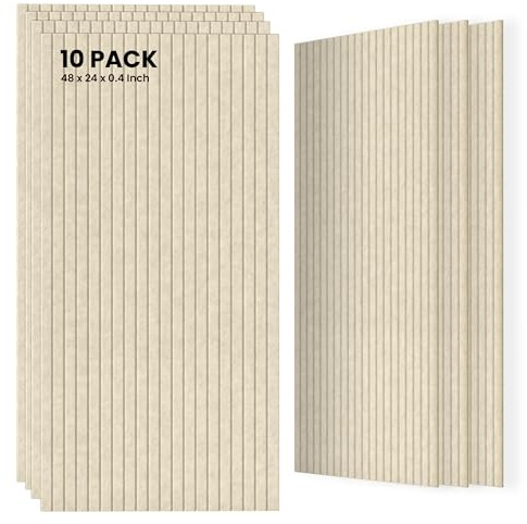TO-TH Soundproof Wall Panels Decorative Noise Dampening Panel 10Pack, Camel | 0.95 NRC, 100% Polyester Fiber Acoustic Panels, Reduce Echo & Noise, 47.2x23.6x0.35, Decorative Wall Panel for Home,Studio