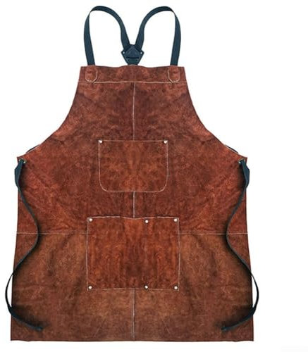 Delantal unisex de cuero con múltiples bolsillos para actividades al aire libre y cocina en casa