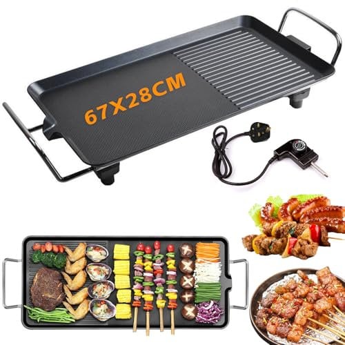 Warmfay Electric Teppanyaki Grill Table, 67 X 28CM Non-stick Griddle, 1500W Smokeless BBQ Griddle with Adjustable Temperature, Portable Teppanyaki Hot Plate for Family Party Festival Cooking (XXXL)