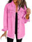 Chemises décontractées pour femme 2024 à la mode Surchemise en jean délavé Veste tendance à ourlet décontracté Veste pour femme Squelette Chemise à manches longues pour femme, rose vif, L