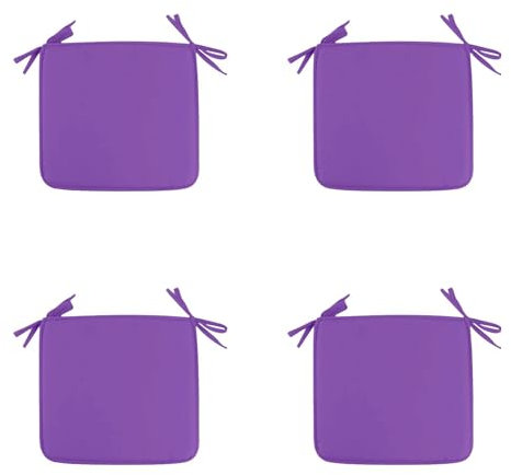 4er Set Sitzkissen 40 x 40 cm Stuhlkissen mit Bändern, Sitzpolster für Stuhl Weiches Stuhlauflage Sitzauflage Dekokissen für Innen- & Außenbereich (Lila)