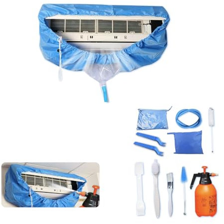 Kit de limpieza Kikepilm de 12 piezas para aire acondicionado split con botella de 2 l, kit de limpieza para aire acondicionado de pared