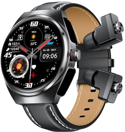 UYRGT Smartwatch with Built-in Wireless Earbuds,1.53” HD Touchscreen, Bluetooth Call, Sports Modes, AI Voice, Sleep Monitor, for Android iPhone, Fitness Watch for Men Women