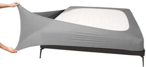 Cache Sommier Ingénieuse housse de sommier tapissier Queen Size-Jersey tricoté et extensible enveloppant autour de 4 côtés jupe de lit for hôtel et maison Cache Sommiers(Light Grey,CK 76x84 inch)