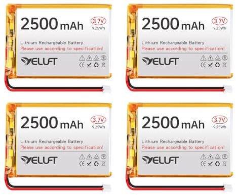 4 Stück 3,7V 2500mAh Lithium Polymer Akku 1S 505573 Wiederaufladbare Batterie mit Schutzplatine und PH2.0-Stecker für Elektronische Geräte