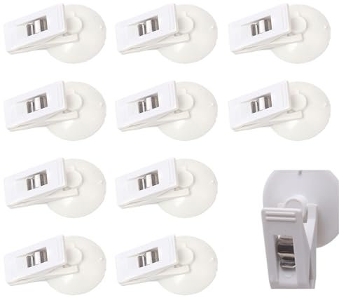 10 Shower Curtain Clips, Splash-Proof Suction Cup, No-Drill Installation for Bathroom, Strong Adhesion Curtain Clips, Self Adhesive Clips for Bath Panel and DIY Decor