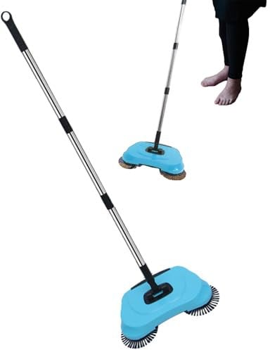 Spazzatrice manuale per tappeti, scopa portatile per moquette con doppia spazzola rotante, senza sforzo, spazzola a rullo silenziosa per casa e ufficio