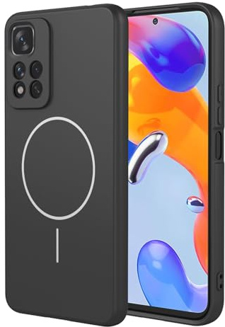 BORYA Silikon Magnetisch Hülle für Xiaomi Redmi Note 11 Pro+ Plus 5G, Ultra Dünn Stoßfest Weiches Seidig Handyhülle, Prämie TPU Schutzhülle, Kratzfest Mikrofaserfutter Case. Schwarz