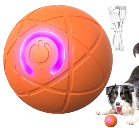 Yidueace Interaktives Hundespielzeug Ball, 5,2 cm, USB Rechargeable Elektrisch Katzenball Mit LED Licht, Dog Bouncing Balle, Automatisches Ball Für Katzen, Hund, Haustiere