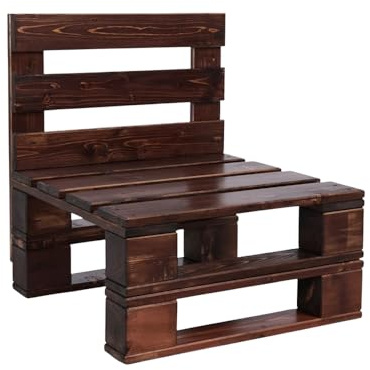 Liberoshopping Palettensessel aus natürlichem Fichtenholz, für Innen- und Außenbereiche, ideal für Garten, Terrasse, Veranda, Partykeller, Walnuss, 60 x 61 cm