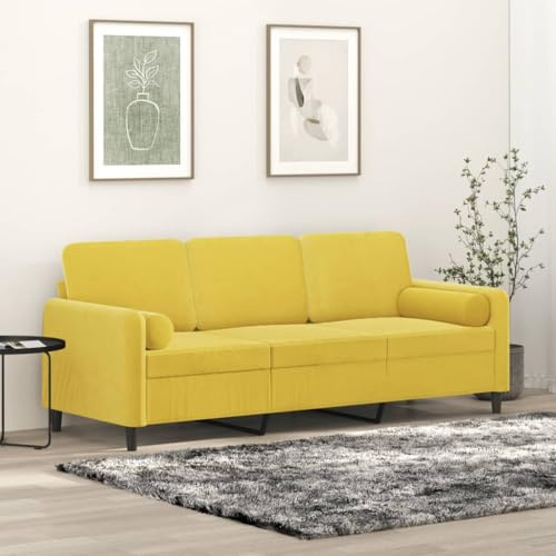 Teenpull 3-Sitzer-Sofa, Gelb, 180 cm Samt, Modernes Design, Robuste Metallbasis, Bequeme Polsterung, Abnehmbare Kissenbezüge, Wohnzimmer Möbel
